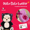 OSITO DISFRAZADO DE GATO LUCIFER  + TARJETA DEDICATORIA 🐱✨